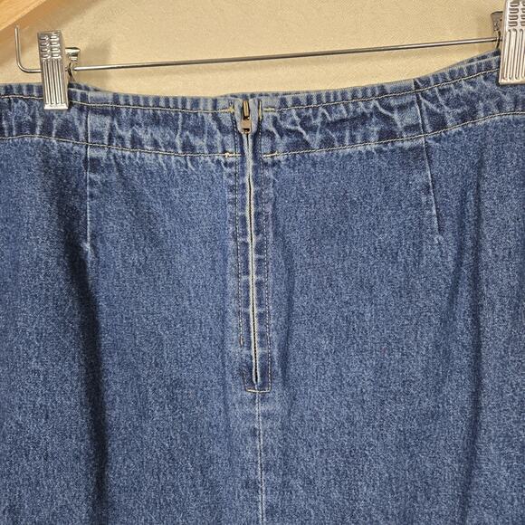 VTG Route 66 Denim Mini Skirt 17/18* Blue Cotton Embroidered Butterfly Hippie - Picture 5 of 11